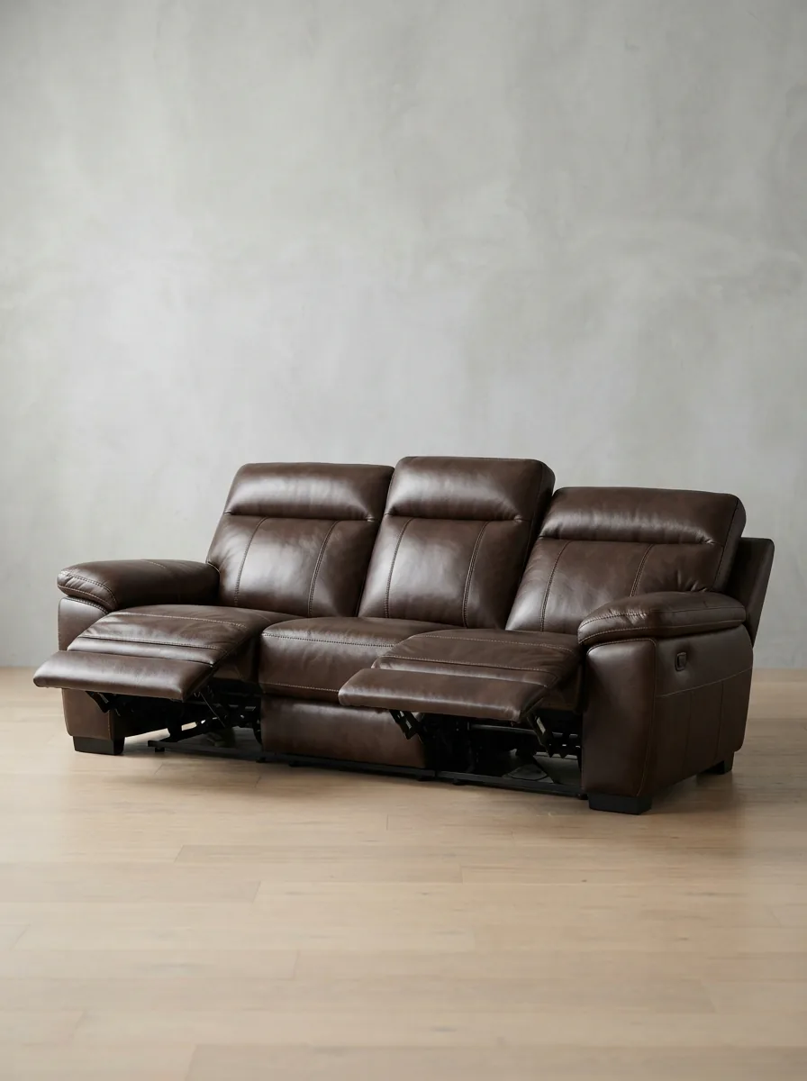Gilman Creek Leather Reclining Sofa as a standalone piece in a minimalist living space.
