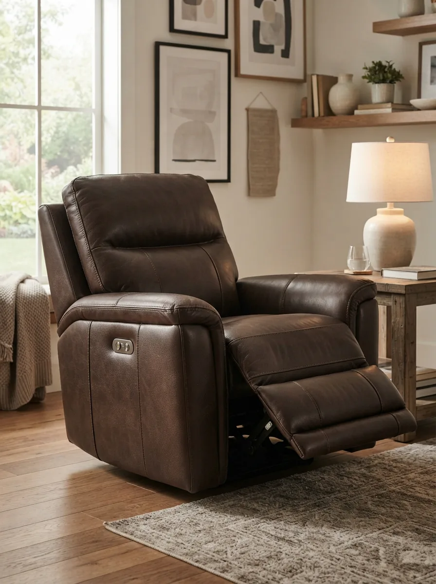 Gilman Creek Shayne leather power recliner in a modern living room