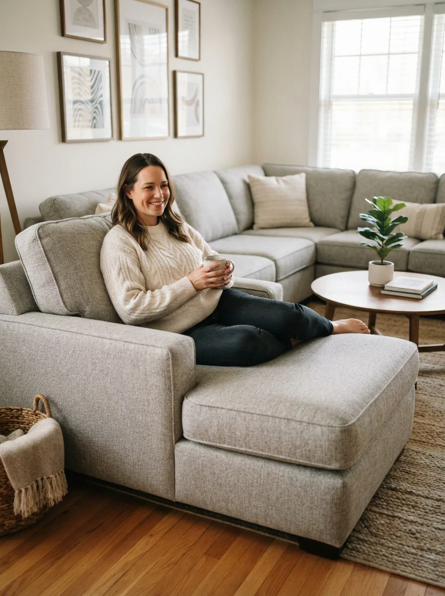 Gilman Creek Sectional Back Cushion placed on a sectional sofa