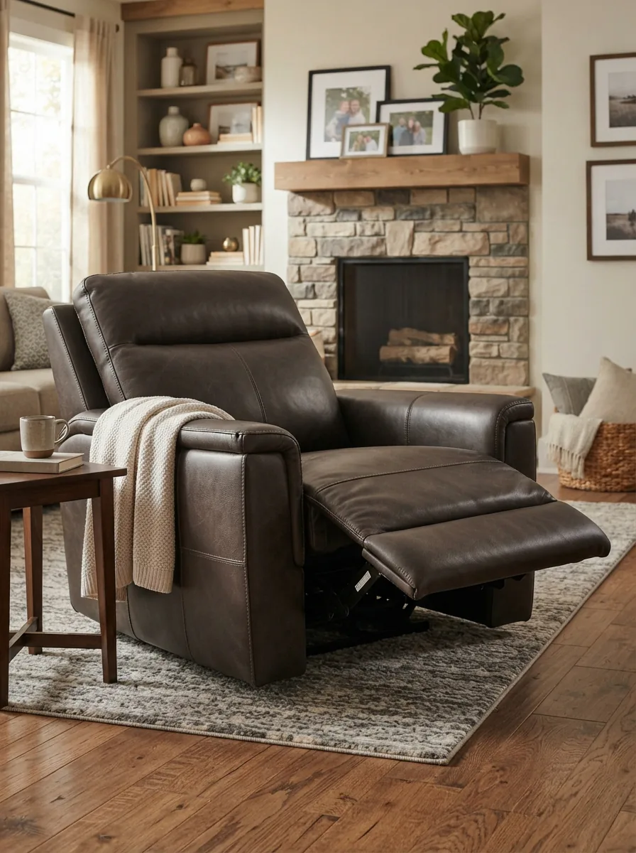 Canmore recliner in a cozy, well-decorated family room
