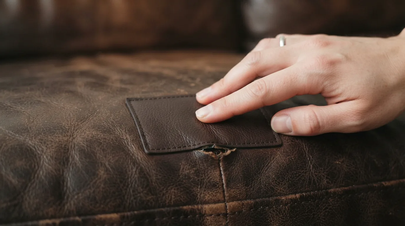 Gilman Creek Leather Upholstery Patch applied to a chair