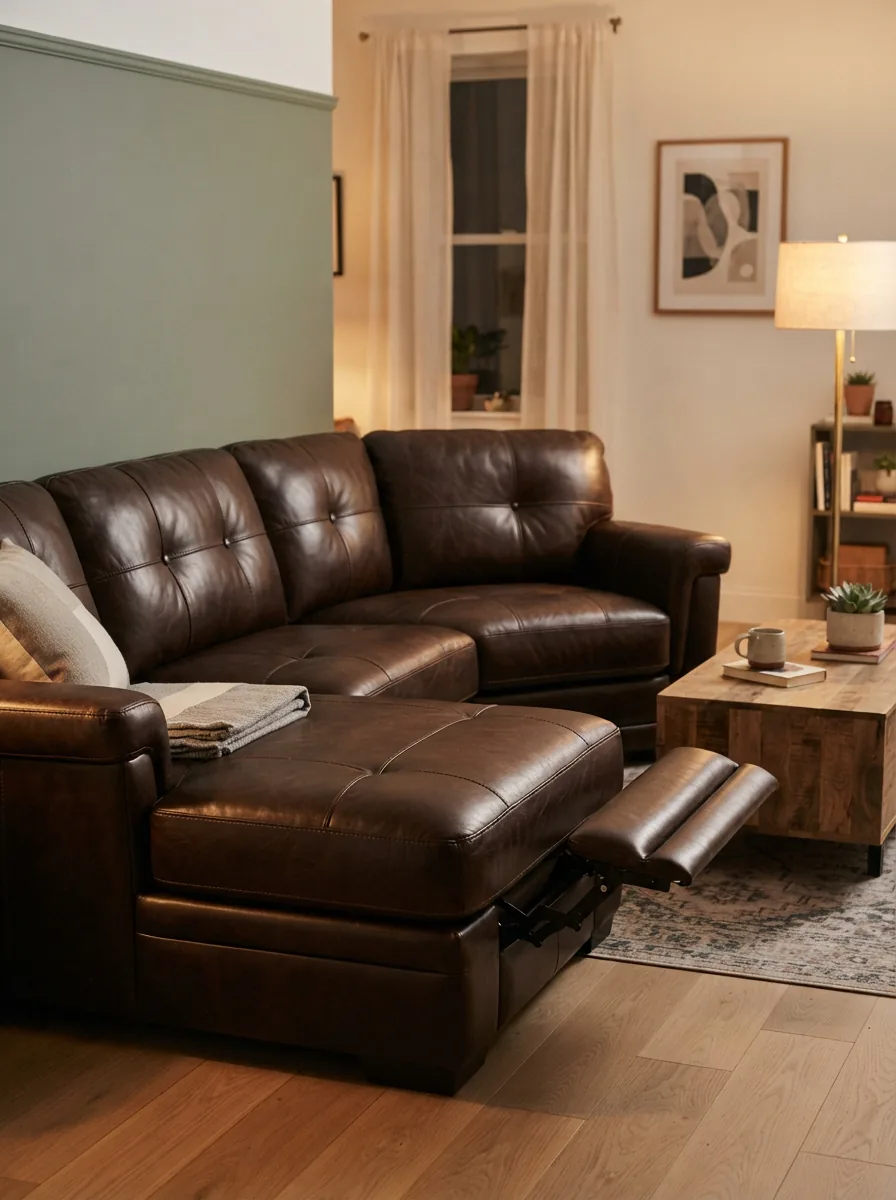 A compact 3-piece Gilman Creek sectional fitted neatly in a small apartment living area.
