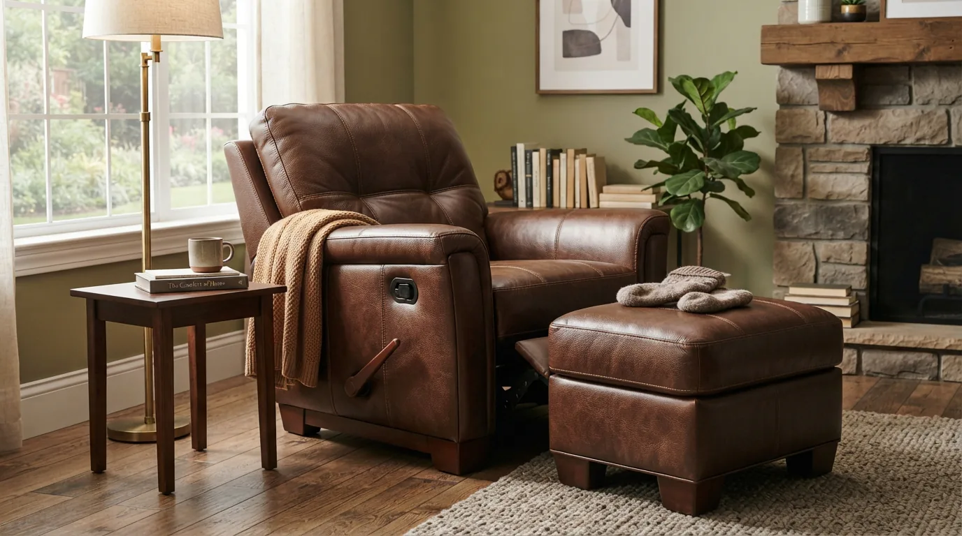 Haven recliner and ottoman set arranged in a cozy corner