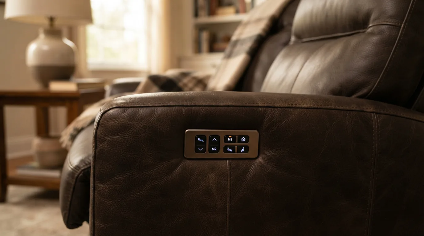 Summit leather power recliner with memory control panel