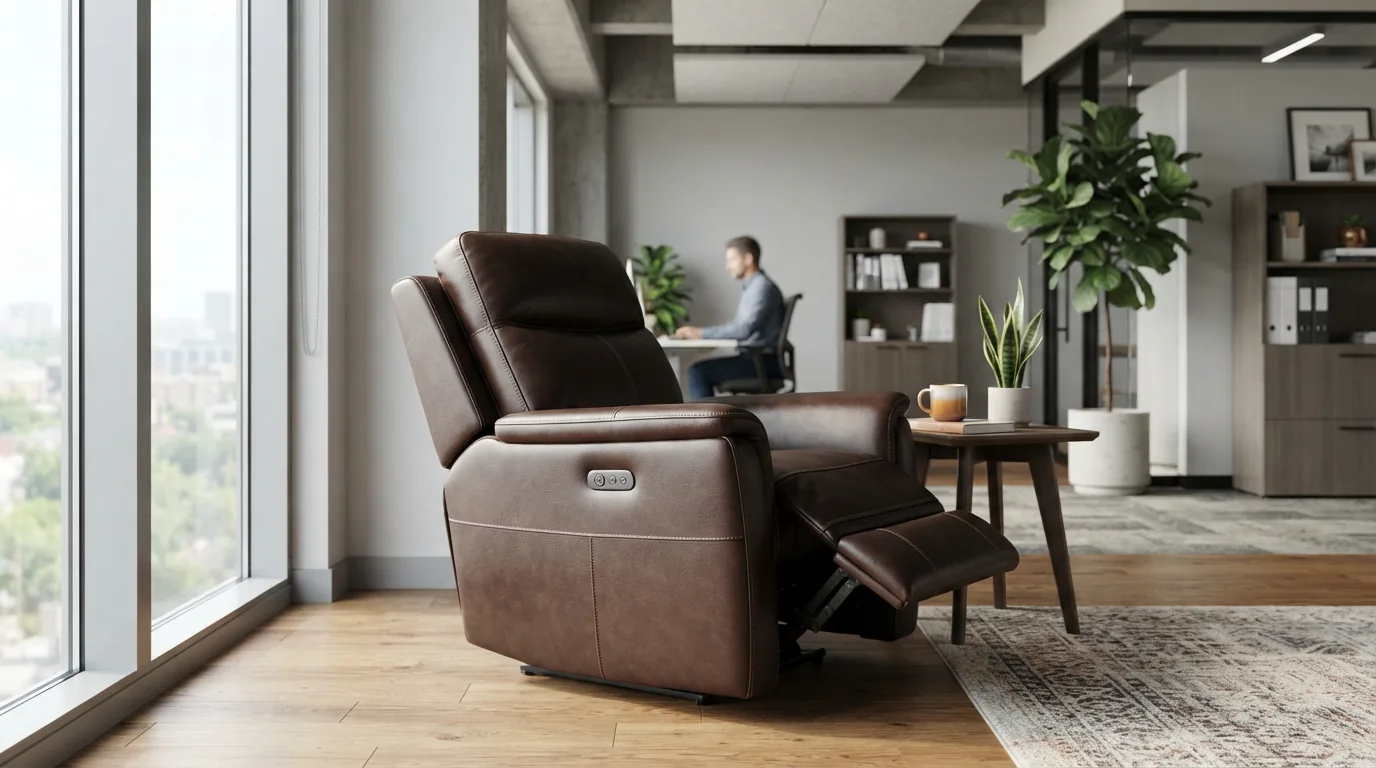 Gilman Creek single power recliner chair in a modern office space.