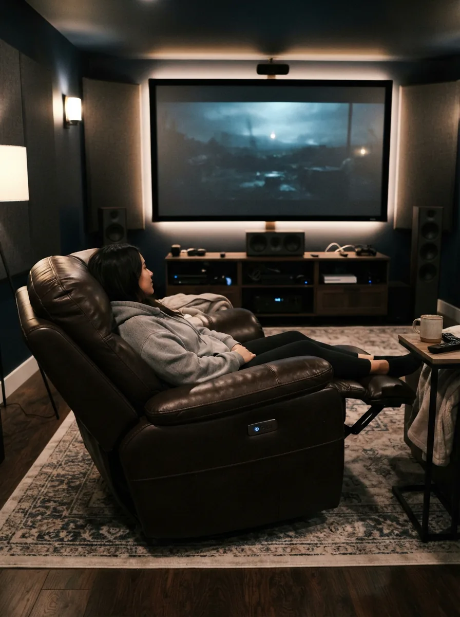 Gilman Creek Carson recliner in a media room.