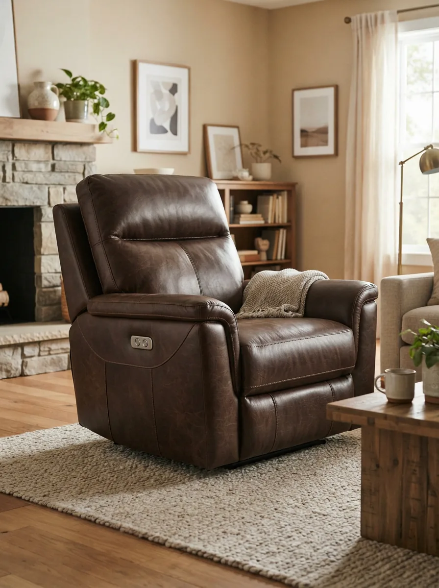 Gilman Creek leather power recliner displayed in a contemporary living room
