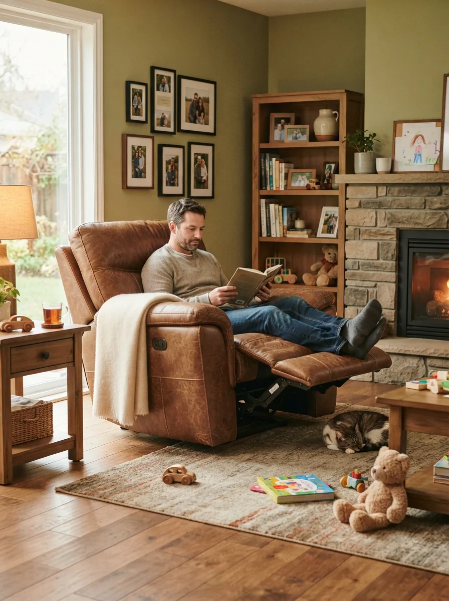 Gilman Creek Canmore recliner in a family room environment.