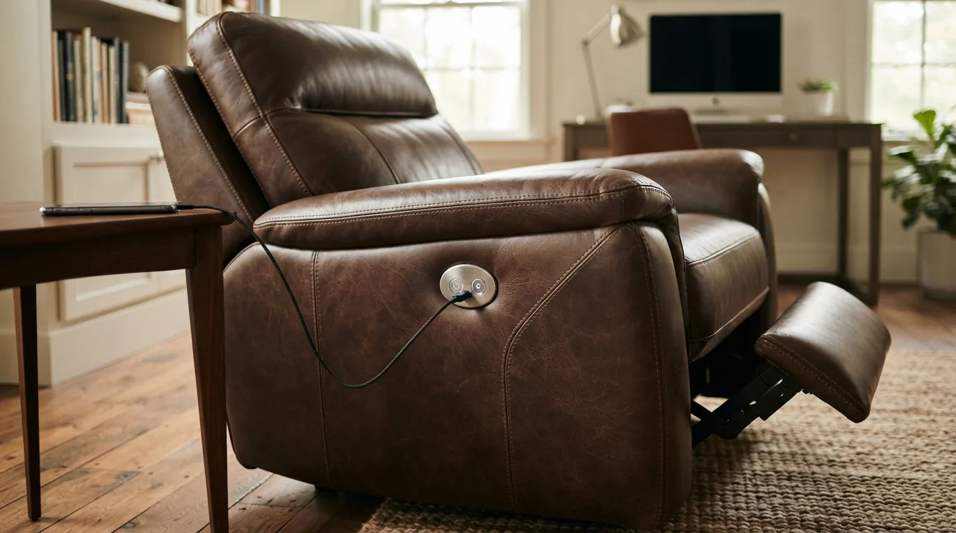 Summit recliner highlighting USB port feature in a home setting