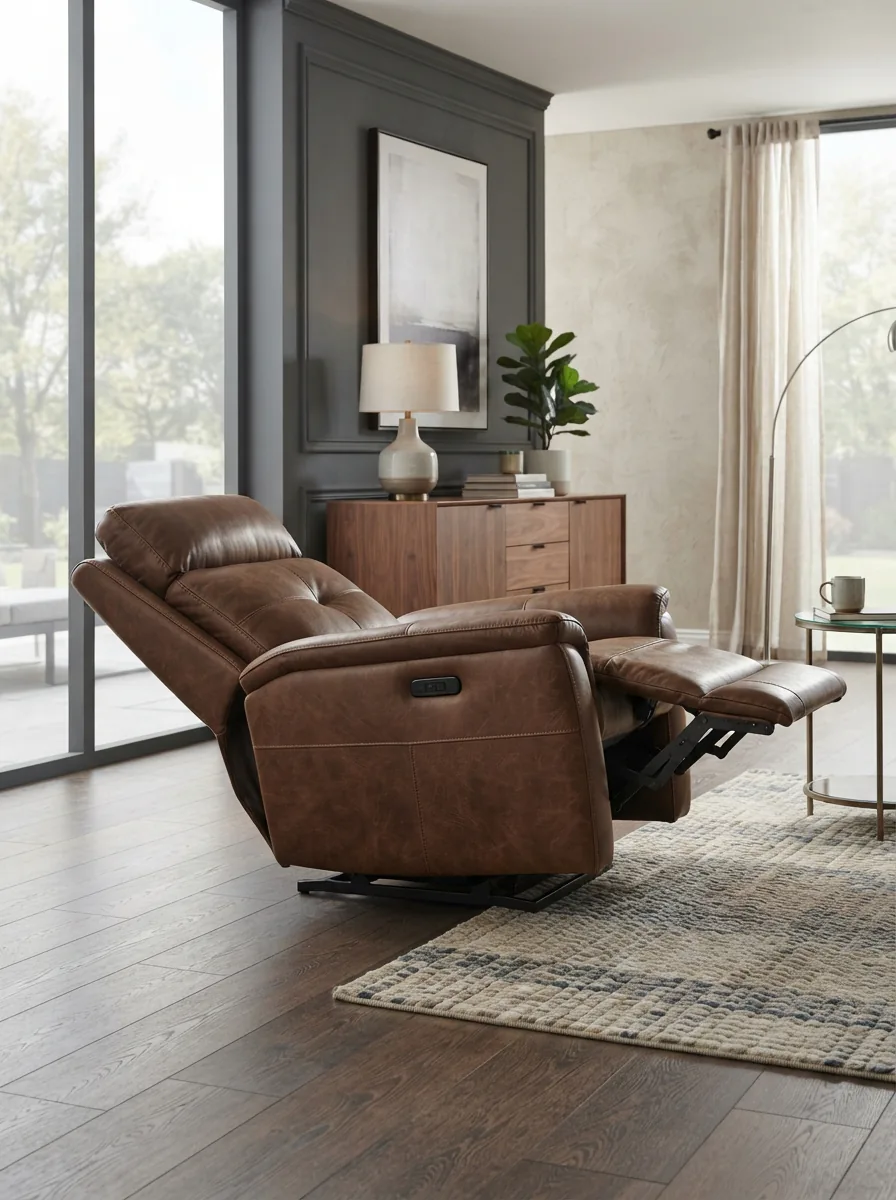 Wexford leather power recliner in zero-gravity position