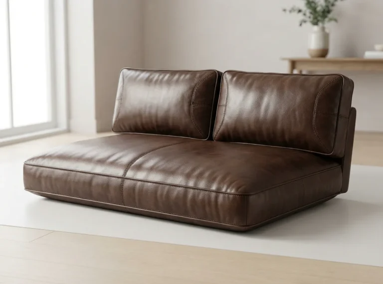 A set of Gilman Creek replacement leather cushions arranged neatly for sectional sofas.